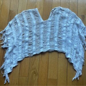 Handmade Boho White Fringed Knit Top